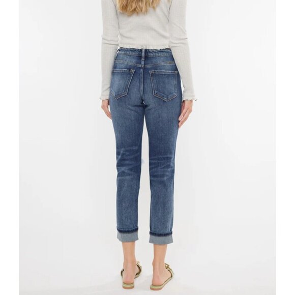 KANCAN JEANS MILAN HIGH RISE MOM SIZE 5/26 DISTRESSED KC9197D RELAXED FIT NWT - Picture 4 of 14